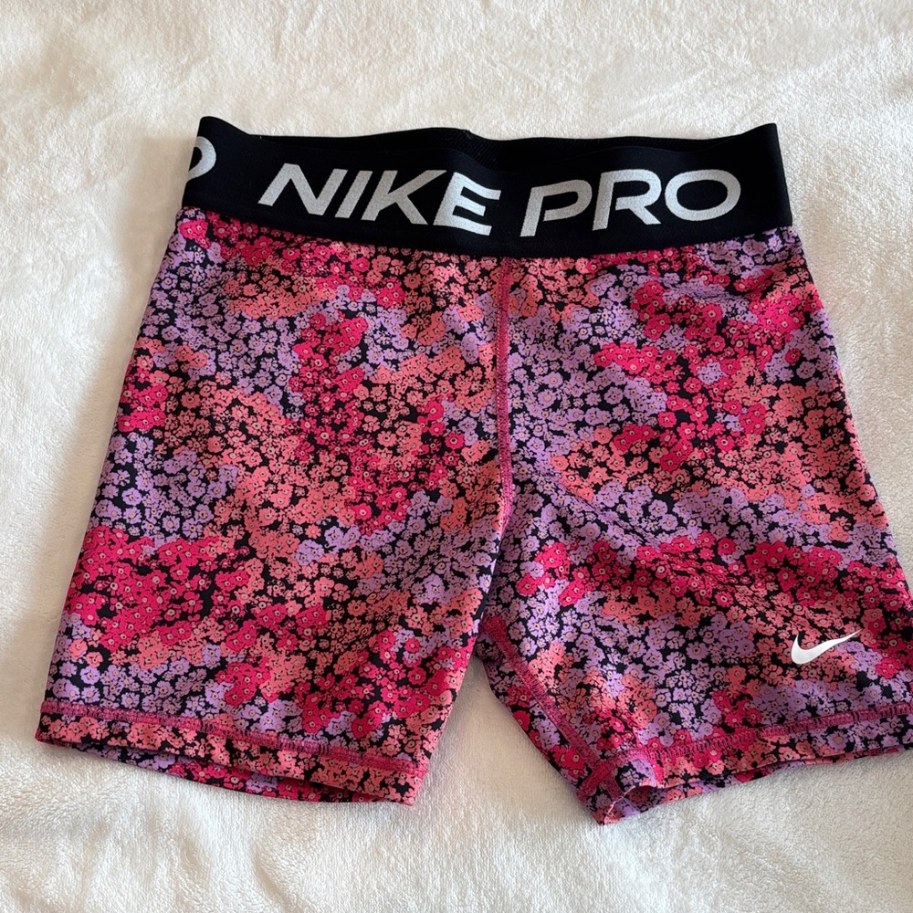 Nike Pro Pink and Purple Floral Shorts